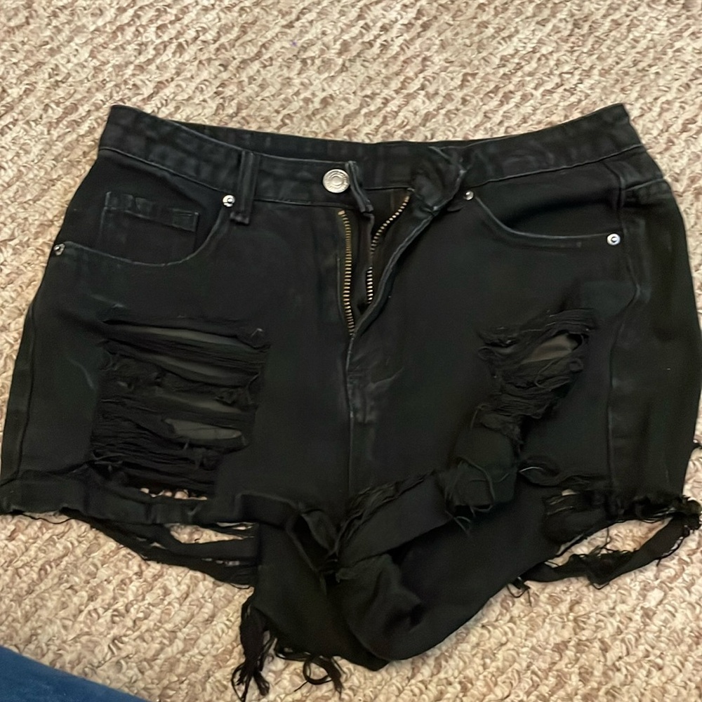 black jean shorts